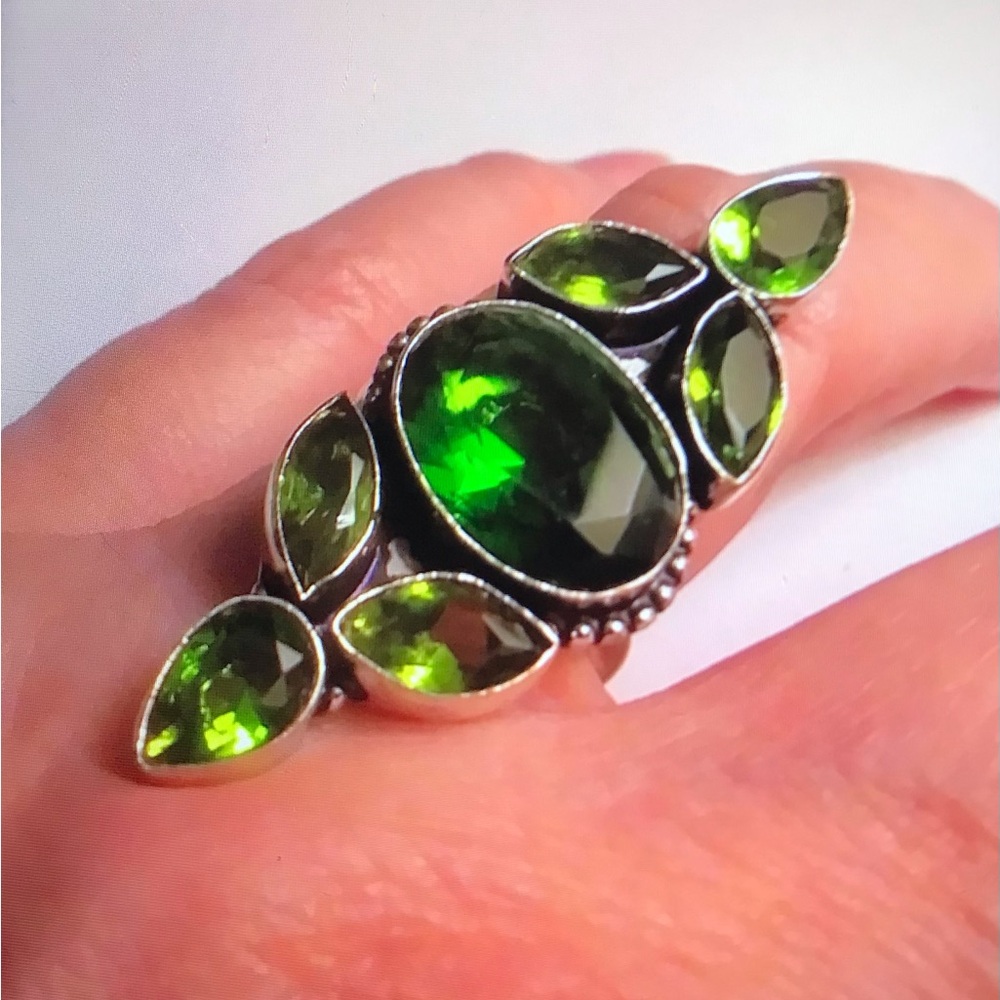 Peridot Stamped 925 Sterling Silver Ring